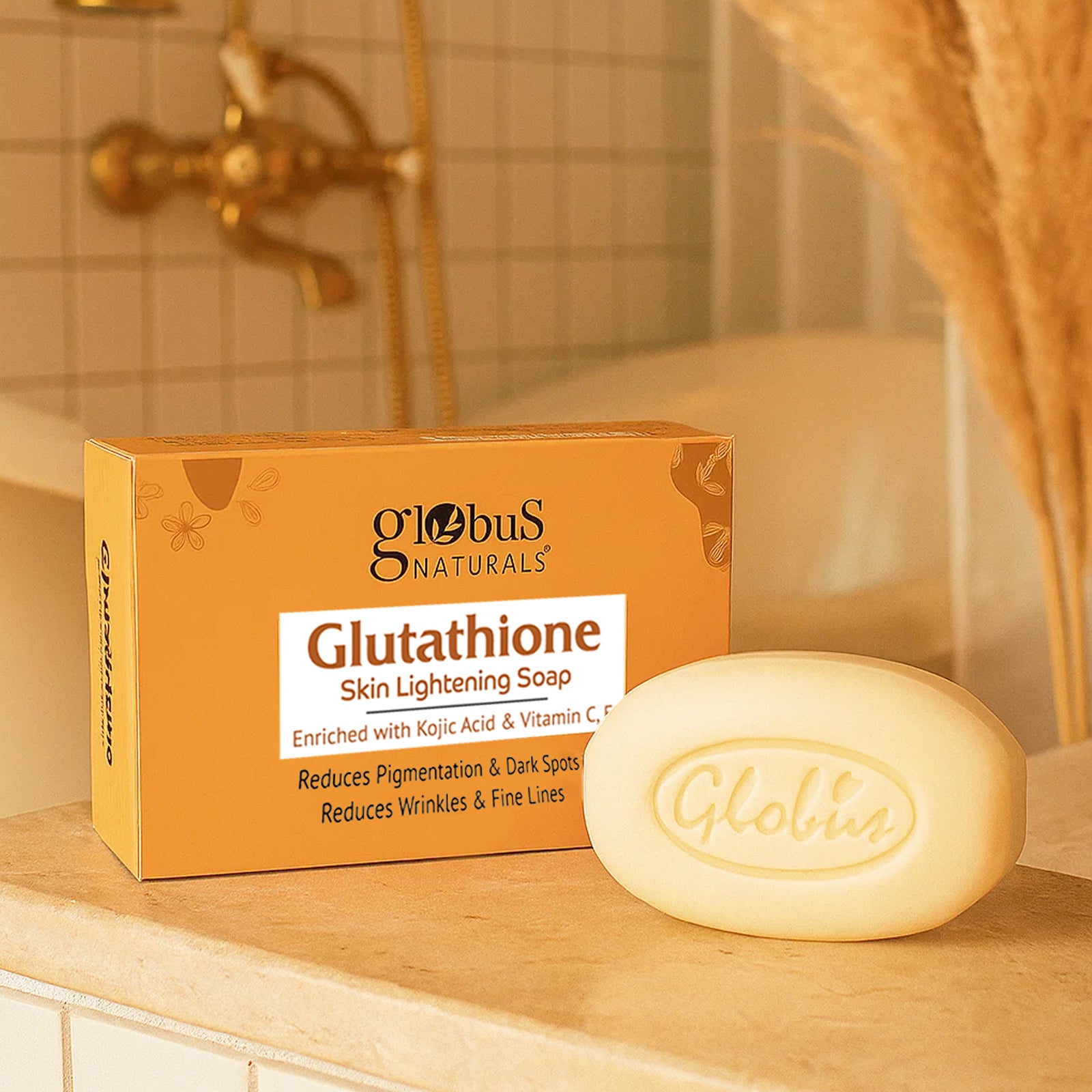 Glutathione Skin Lightening Soap 75gm with Kojic Acid & Vitamin C, E | Reduces Dark Spots, Wrinkles & Fine Lines Glutathione Skin Lightening Soap 75gm with Kojic Acid & Vitamin C, E | Reduces Dark Spots, Wrinkles & Fine Lines
