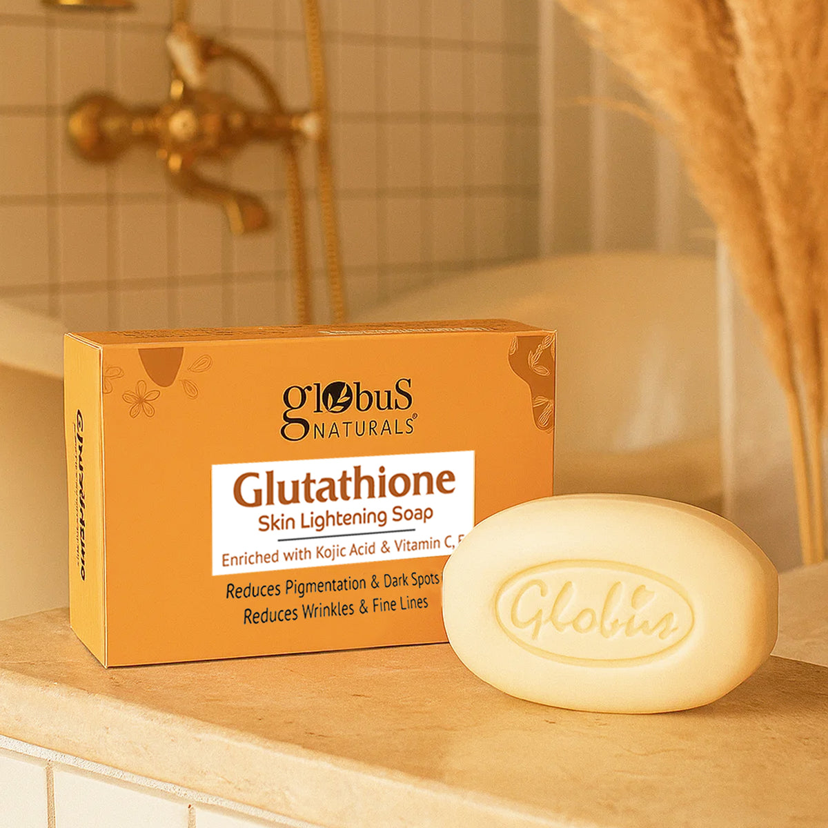 Glutathione Skin Lightening Soap 75gm with Kojic Acid & Vitamin C, E | Reduces Dark Spots, Wrinkles & Fine Lines Glutathione Skin Lightening Soap 75gm with Kojic Acid & Vitamin C, E | Reduces Dark Spots, Wrinkles & Fine Lines