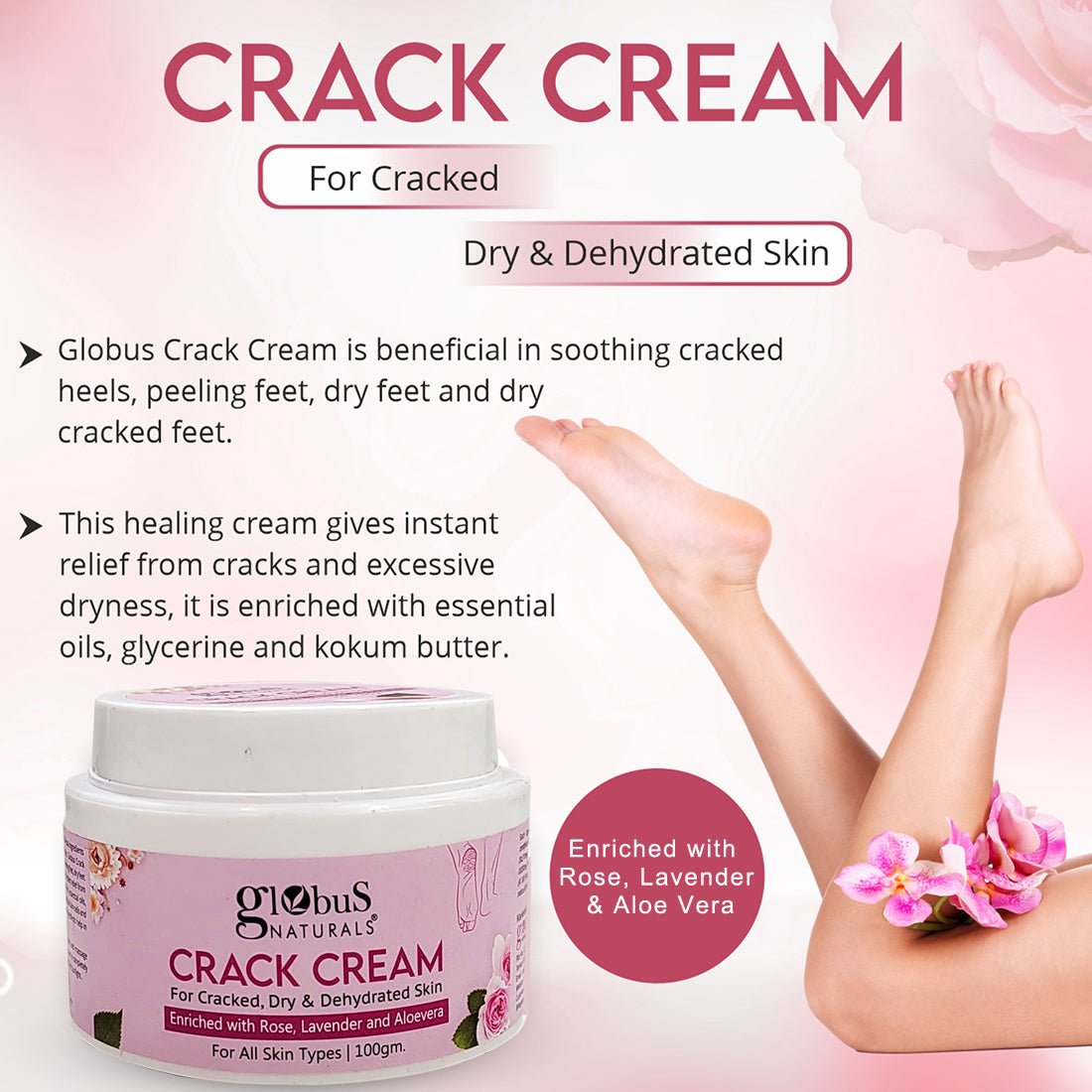 Crack Cream For Dry Cracked Heels Feet 100 g – Globus Naturals