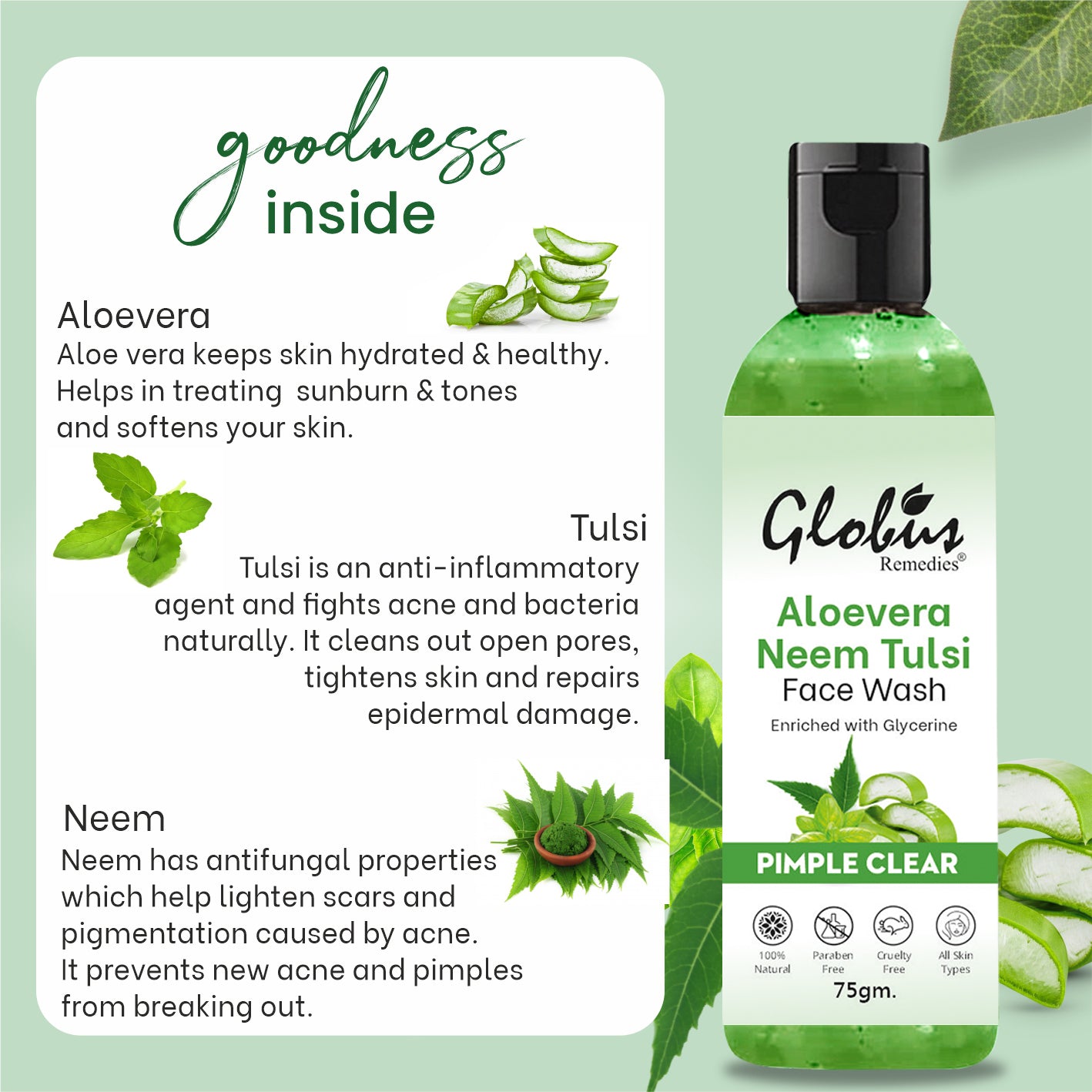 Aloe vera Neem Tulsi Face Wash, 75gm