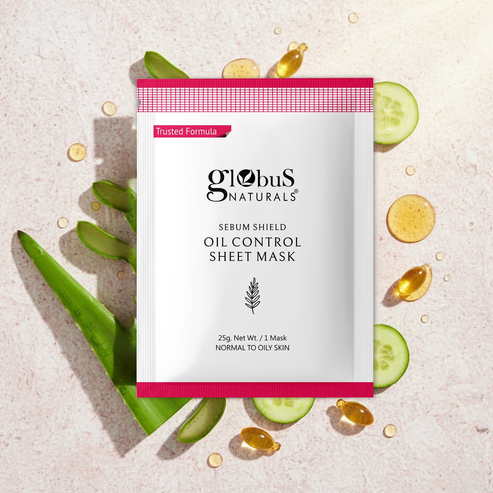 Globus Naturals Sebum Shield Oil Control Sheet Mask, 25gm