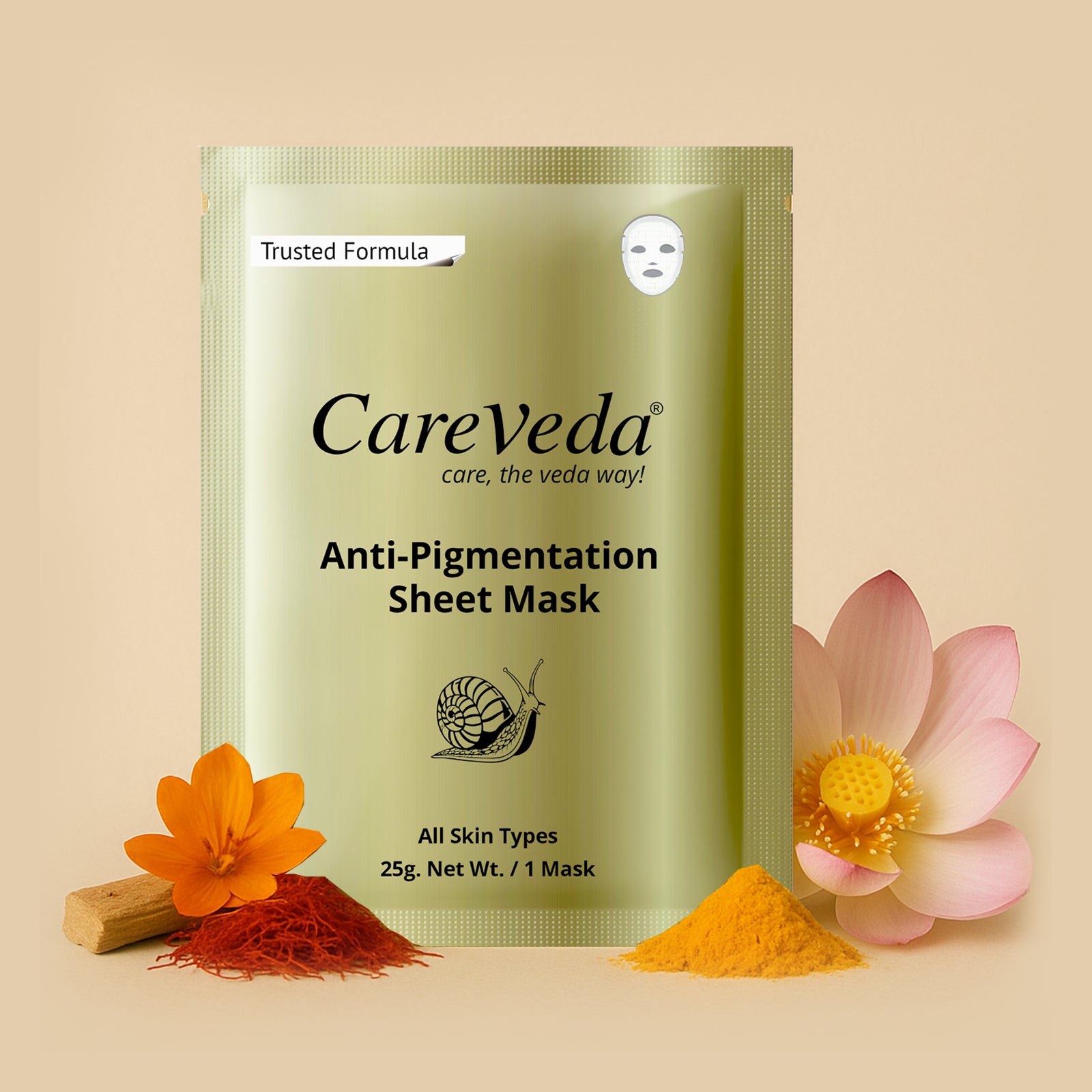 CareVeda Tone &amp; Glow Anti Pigmentation Sheet Mask, 25gm
