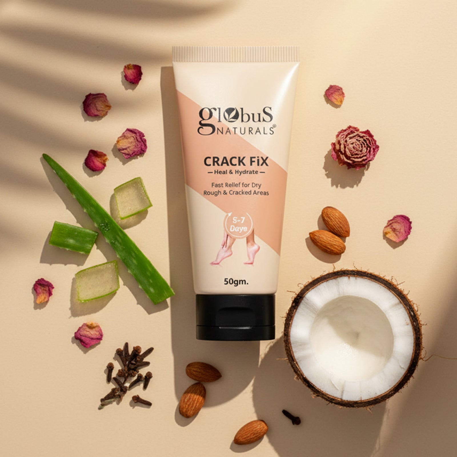 Globus Naturals Crack Fix Heel Repair Foot Cream For Dry, Rough And Cracked Heels 50gm