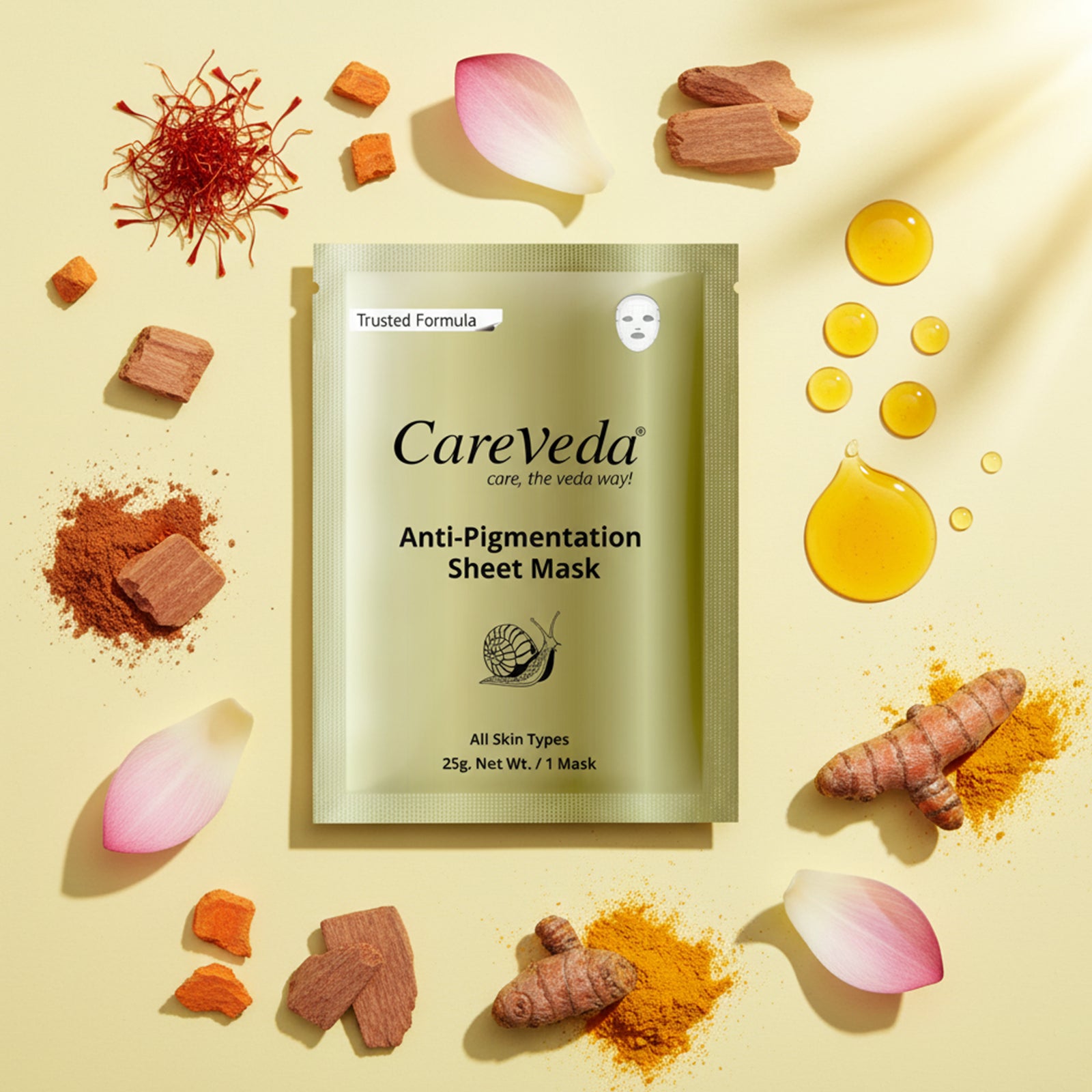 CareVeda Tone &amp; Glow Anti Pigmentation Sheet Mask, 25gm