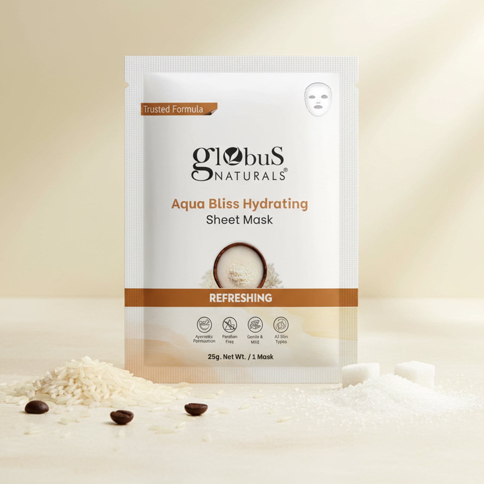 Globus Naturals Aqua Bliss Hydrating Sheet Mask, 25gm