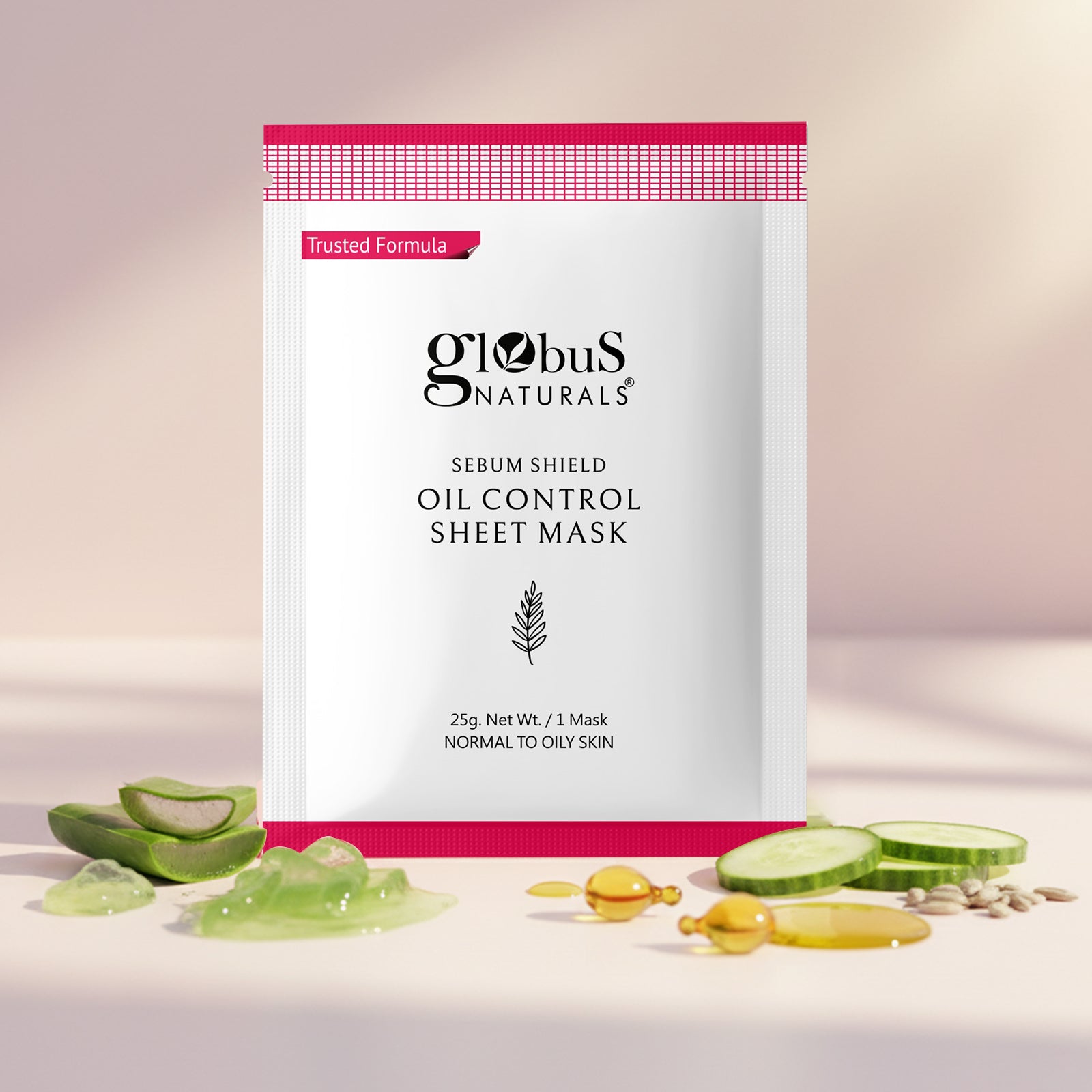 Globus Naturals Sebum Shield Oil Control Sheet Mask, 25gm