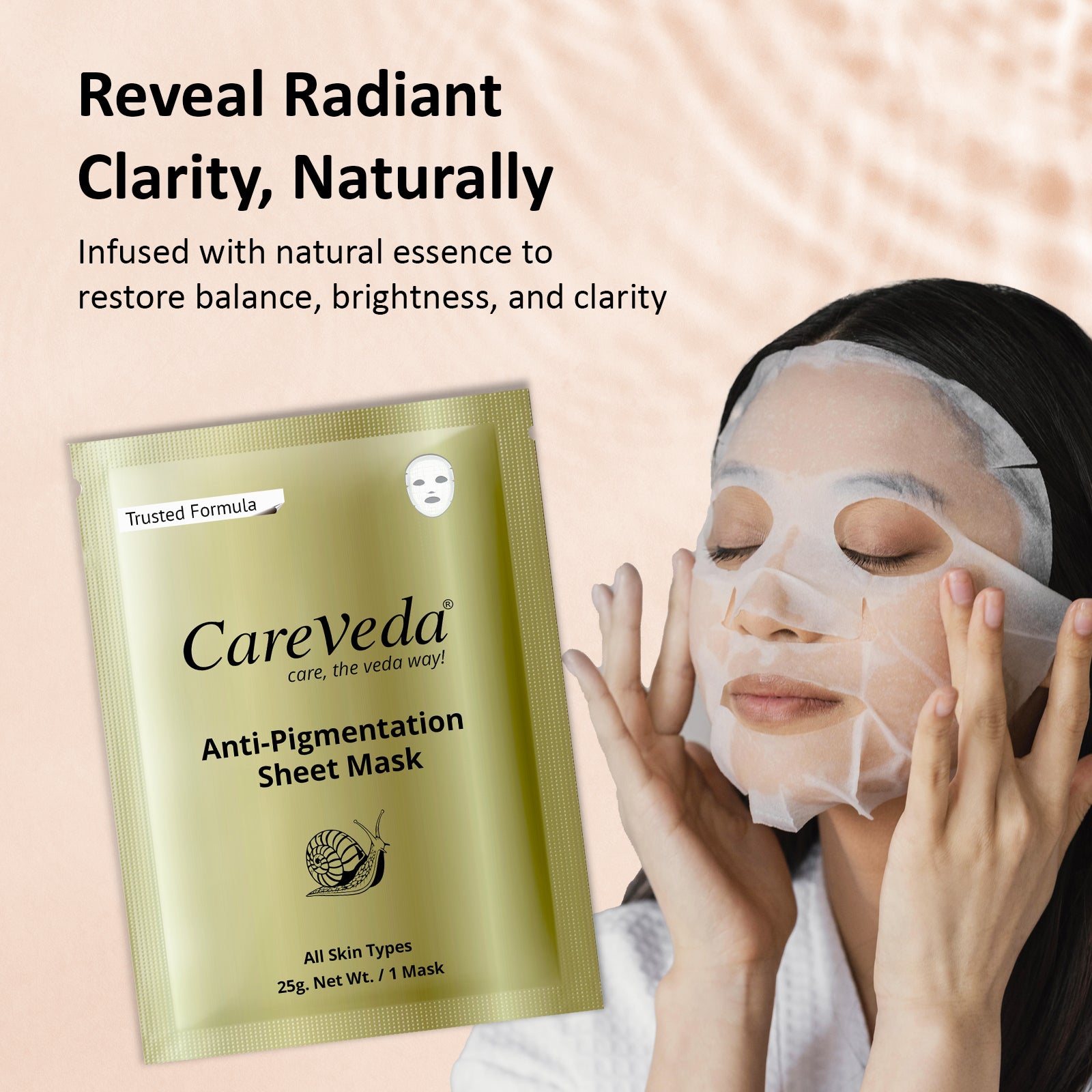 CareVeda Tone &amp; Glow Anti Pigmentation Sheet Mask, 25gm