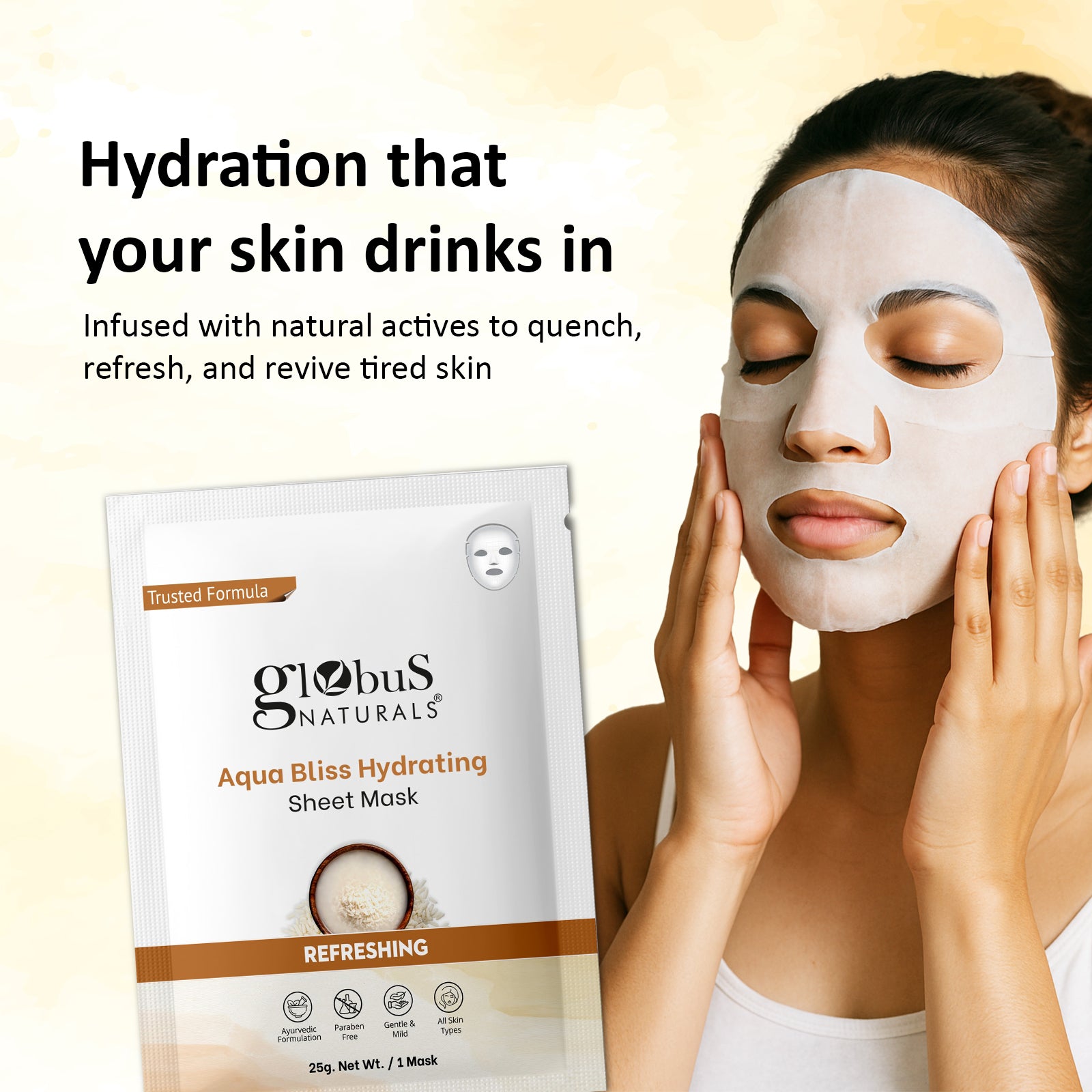 Globus Naturals Aqua Bliss Hydrating Sheet Mask, 25gm