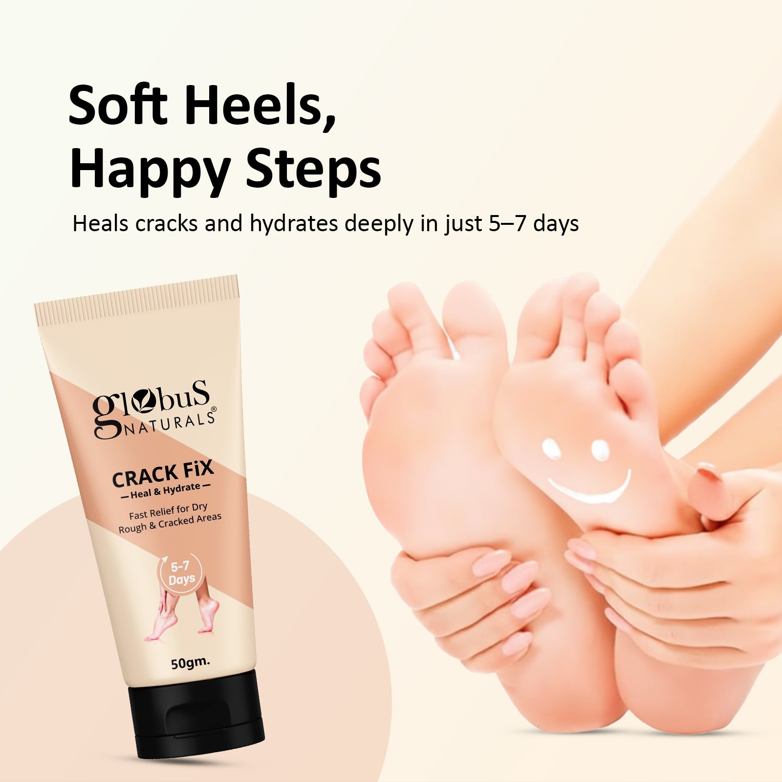 Globus Naturals Crack Fix Heel Repair Foot Cream For Dry, Rough And Cracked Heels 50gm