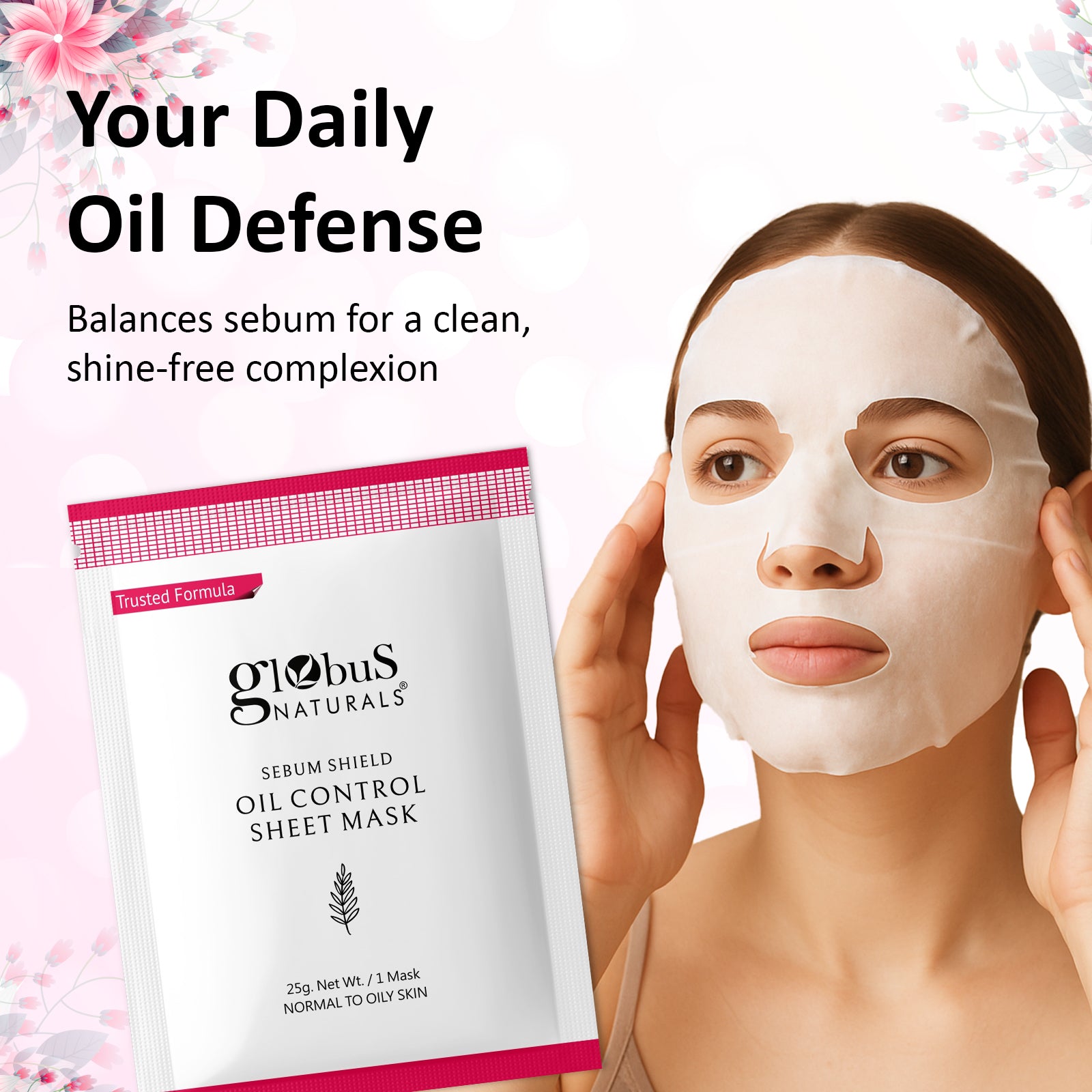 Globus Naturals Sebum Shield Oil Control Sheet Mask, 25gm