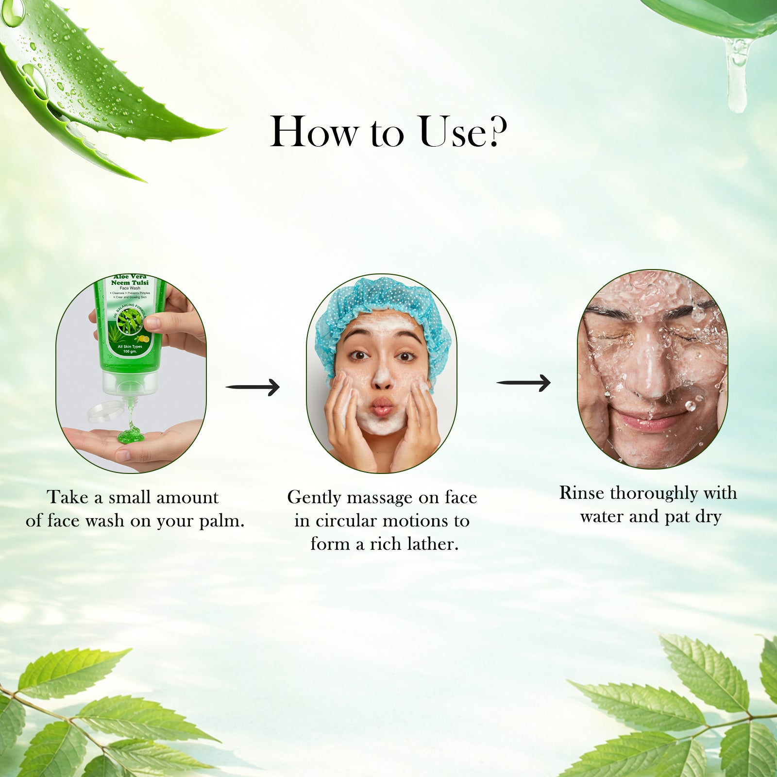 Aloe Vera Neem Tulsi Face Wash, 100 ml