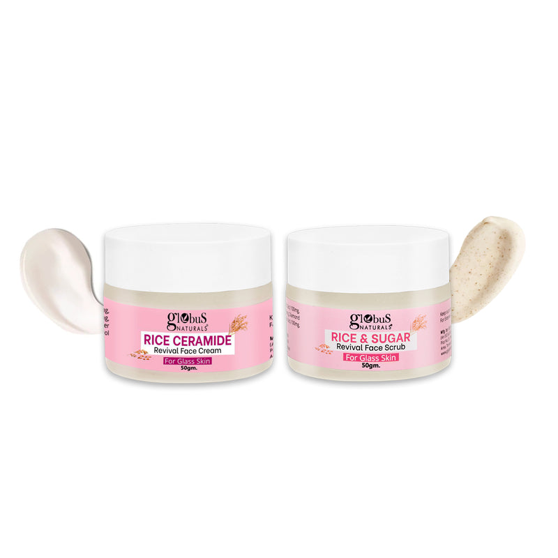 Rice Radiance Combo For Korean Glass Skin, Set of 2 - Face Cream, Face Scrub