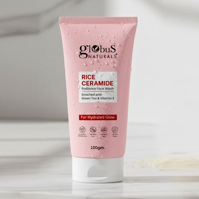 Globus Naturals Rice Ceramide Face Wash For Korean Glass Skin Glow Suitable For All Skin Types, 100gm