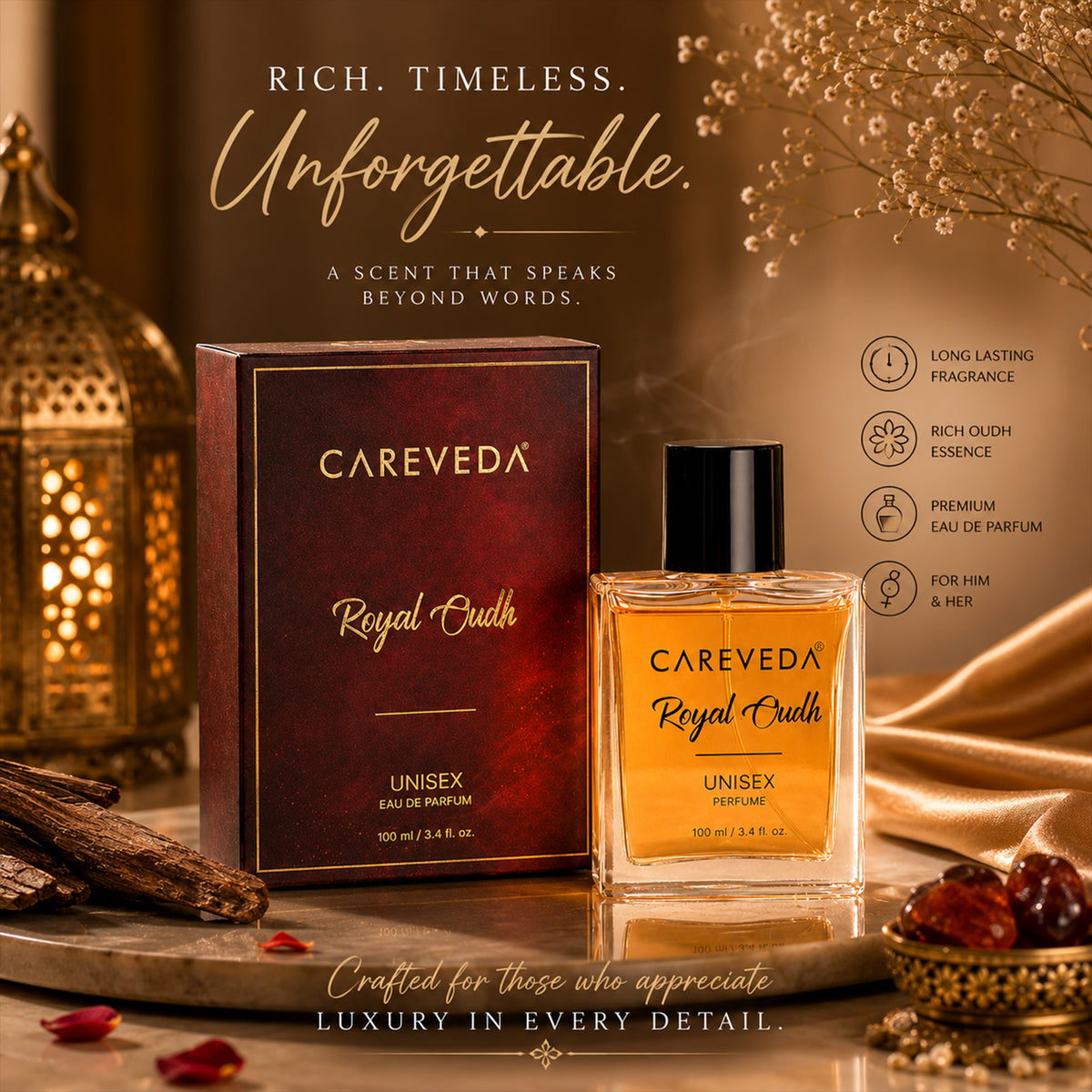 Royal Oud Premium Unisex Eau De Perfume Long-Lasting Oud Fragrance 100ml