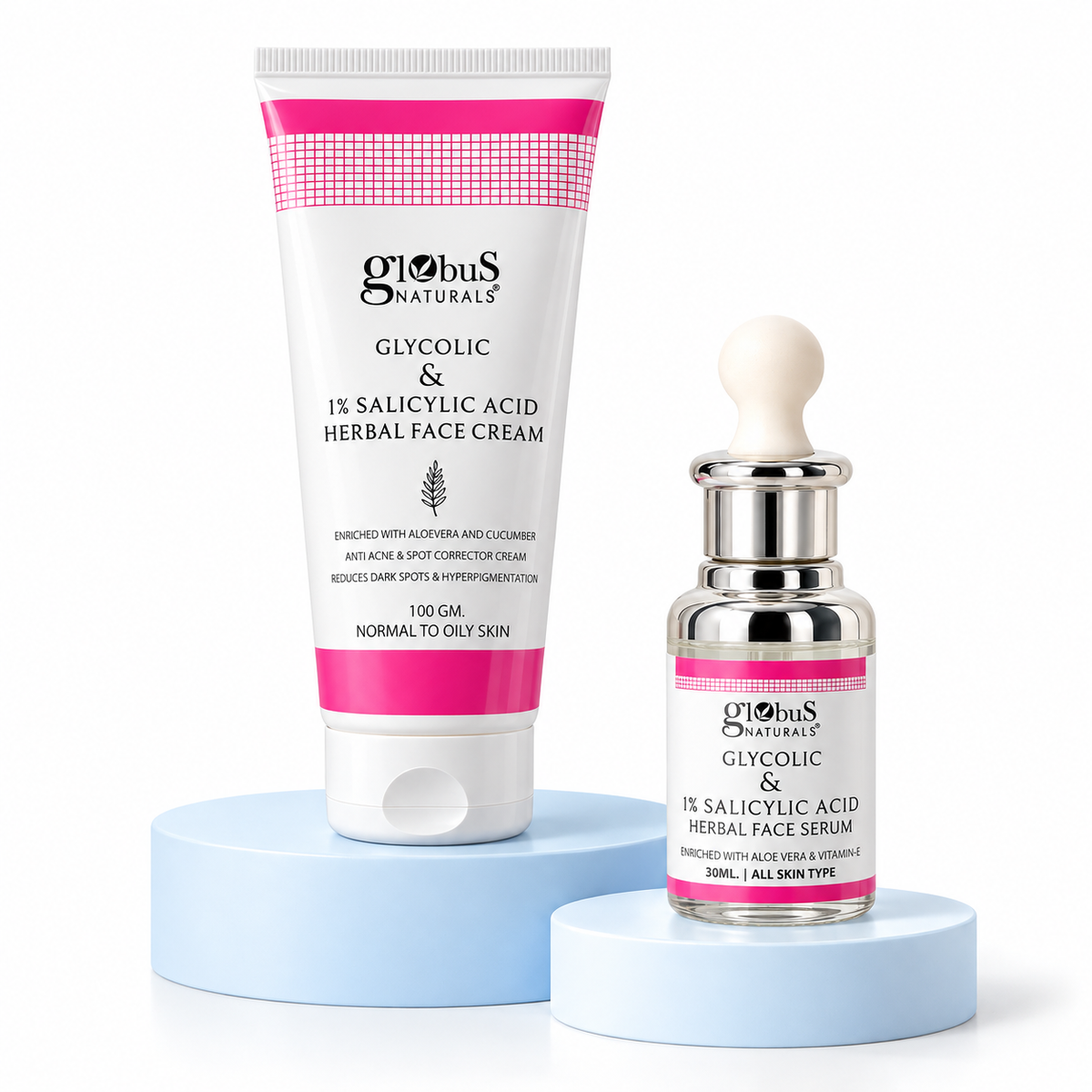 Glycolic Acid Acne Care Duo, Face Cream &amp; Serum for Blemish Care, Smooth Texture &amp; Clear-Looking Skin