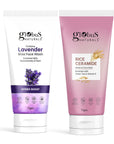 Globus Naturals Face Care Combo- Hydro Boost Lavender & Rice Ceramide Radiance, Face Wash Set of 2,  75 gm