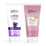 Globus Naturals Face Care Combo- Hydro Boost Lavender & Rice Ceramide Radiance, Face Wash Set of 2,  75 gm