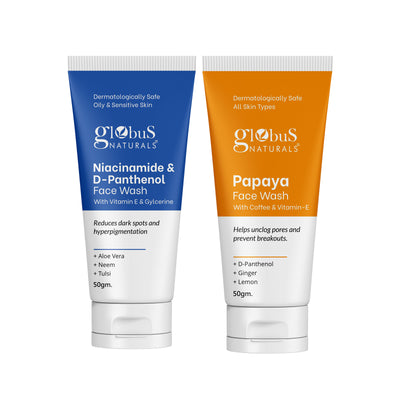 Globus Naturals Travel Size Face Wash 50gm | Herbal Gentle Cleanser for Fresh & Glowing Skin On-The-Go