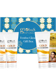 Globus Naturals Women's Day Golden Glow Gift Box Set of 4  - Box includes - Gold face wash 100gm, Face Cream 100gm, Face Scrub 100gm & Peel off Mask 100gm