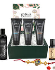 Globus Naturals Charcoal Men Rakhi Gift Box Set of 5 - An Assorted Gift for your Brother - Beard Oil, Face Wash, Face Scrub, Peel Off Mask & Body Wash