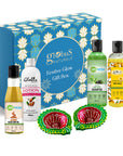 Globus Naturals Dazzling Diwali Gift Box Set of 4, Almond Bliss Hair Oil 100ml, Aloe Vera Shampoo 100ml,  Haldi Chandan Body Wash 100ml, Daily Moisturising Body Lotion 100 ml