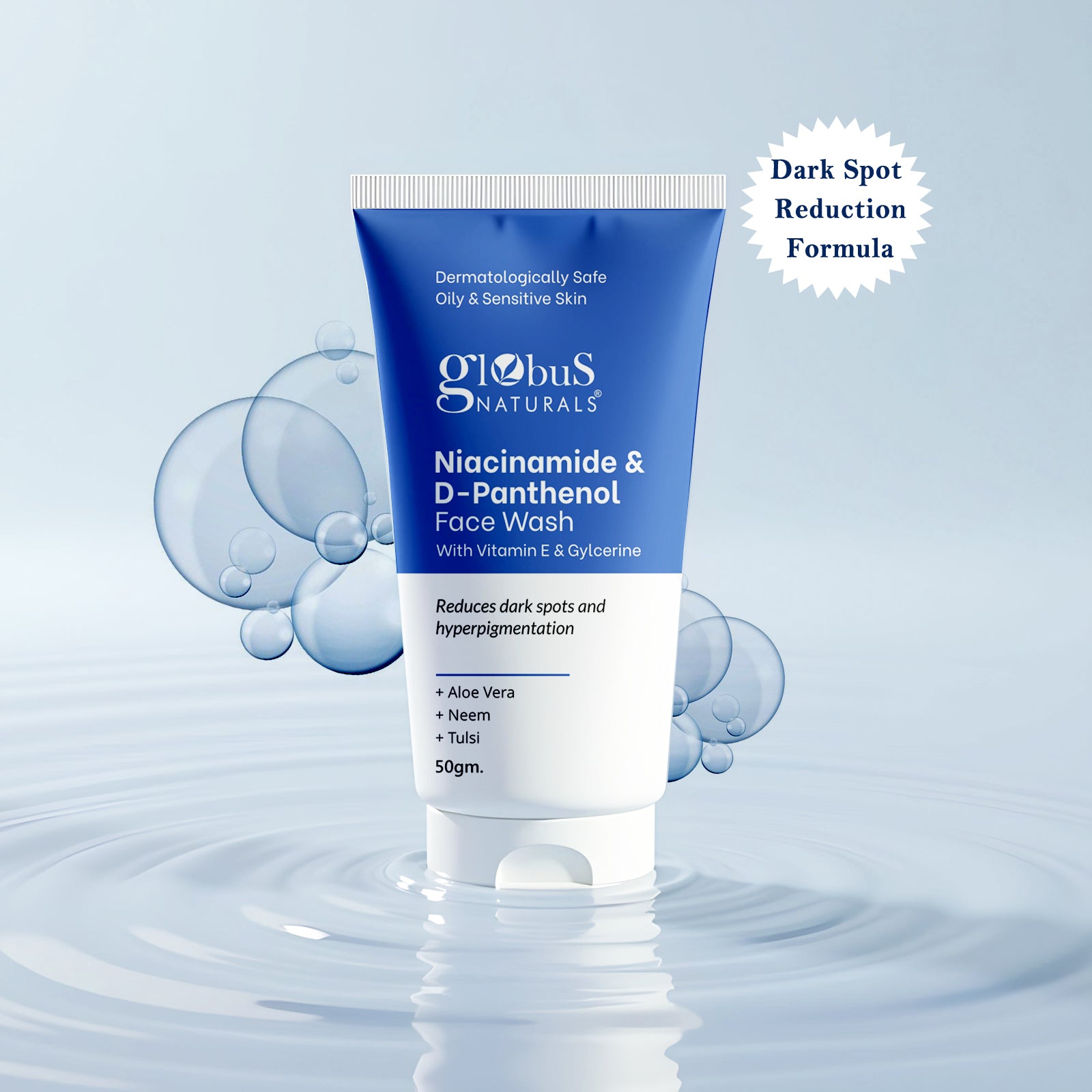Niacinamide &amp; D-Panthenol Face Wash, Reduces Dark Spots &amp; Hyperpigmentation, Suitable for Oily &amp; Sensitive Skin 50gm