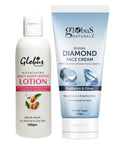 Globus Naturals Velvet Glow Body Care Combo - Daily Moisturzing Body Lotion & Diamond Face Cream