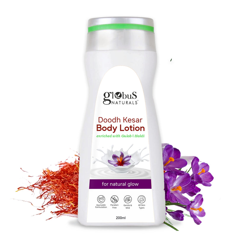 Globus Naturals Doodh Kesar Body Lotion, Enriched with Gulab and Haldi, For Natural Glow, 200ml