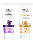 Globus Naturals Face Care Combo- Hydro Boost Lavender & Pimple Control Multani Mitti, Face Wash, Set of 2, 75gm