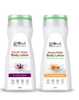 Globus Naturals Body Lotion Combo Set of 2 - Honey Malai 200 ml, Doodh Kesar 200 ml, For All Skin Types