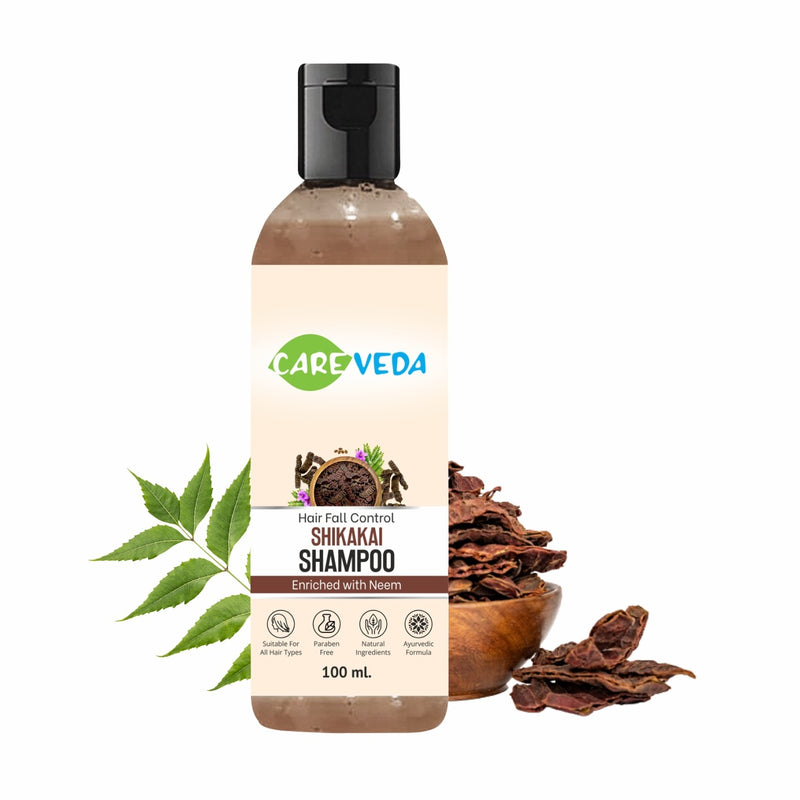 CareVeda Hair-Fall Control Shikakai Shampoo, Enriched with Neem, Ayurvedic Forumula, Suitable For All Hair Types, 100 ml