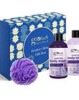 Globus Naturals Mother's Glow & Skin Nourishment Gift Box Set of 2- Lavender Body Lotion and Body Wash with loofah