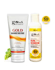 Globus Naturals Summer Sizzle Set - Sunscreen Lotion SPF 50++ 100 ml & Gold Face Pack 100 gm