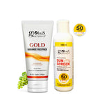 Globus Naturals Summer Sizzle Set - Sunscreen Lotion SPF 50++ 100 ml & Gold Face Pack 100 gm