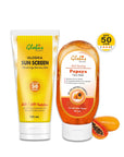 Globus Remedies Summer Sizzle Set - Glosika Sunscreen Lotion SPF 50++ 100 ml & Papaya Face Wash 100 ml