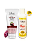 Globus Naturals Summer Sizzle Set - Sunscreen Lotion SPF 50++ 100 ml & Red Wine Face Wash 75 gm