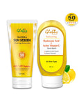 Globus Remedies Summer Sizzle Set - Glosika Sunscreen Lotion SPF 50++ 100 ml & Vitamin C & Hyaluronic Acid Face Wash 100 ml