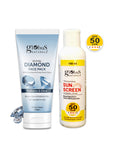 Globus Naturals Summer Sizzle Set - Sunscreen Lotion SPF 50++ 100 ml & Diamond Face Pack 100 gm