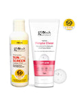 Globus Naturals Summer Sizzle Set - Sunscreen Lotion SPF 50++ 100 ml & Herbal Pimple Clear Face Wash 75 gm