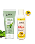 Globus Naturals Summer Sizzle Set - Sunscreen Lotion SPF 50++ 100 ml & Green Tea & Tea Tree Face Wash 75 gm