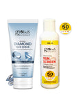 Summer Sizzle Set - Sunscreen Lotion SPF 50++ 100 ml & Diamond Face Scrub 100gm