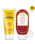 Globus Remedies Summer Sizzle Set - Glosika Sunscreen Lotion SPF 50++ 100 ml & AHA BHA Face Wash 100 ml