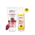 Globus Naturals Summer Sizzle Set - Sunscreen Lotion SPF 50++ 100 ml & Redwine Peel Off Mask 100 gm