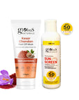 Globus Naturals Summer Sizzle Set - Sunscreen Lotion SPF 50++ 100 ml & Kesar Chandan Peel Off Mask 100 gm