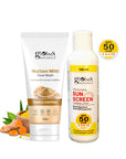 Globus Naturals Summer Sizzle Set - Sunscreen Lotion SPF 50++ 100 ml & Multani Mitti Face Wash 75 gm