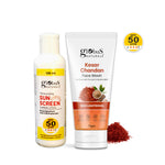 Globus Naturals Summer Sizzle Set - Sunscreen Lotion SPF 50++ 100 ml & Kesar Chandan Face Wash 75 gm