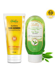 Summer Sizzle Set - Glosika Sunscreen Lotion & Green Tea & Tea Tree Face Wash