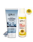 Globus Naturals Summer Sizzle Set - Sunscreen Lotion SPF 50++ 100 ml & Diamond Face Wash 100g