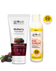 Globus Naturals Summer Sizzle Set - Sunscreen Lotion SPF 50++ 100 ml & Mulberry Face Wash 75 gm