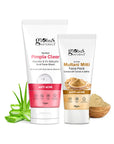 Globus Naturals Face Care Combo Set of 2- Glycolic & 1% Salicylic Acid Face Wash 75gm and Multani Mitti Face Pack 50 gm